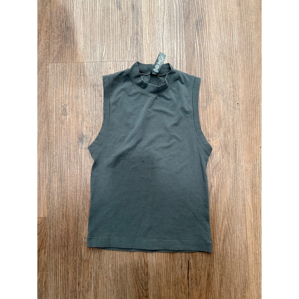 Skims Cotton Jersey Mock Neck Tank‎ Top Soot Dark Gray Womens XS Sleeveless